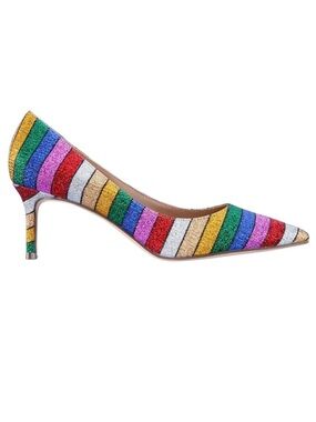 Nina JoJo rainbow stripe metallic pointed toe 60 mm heels